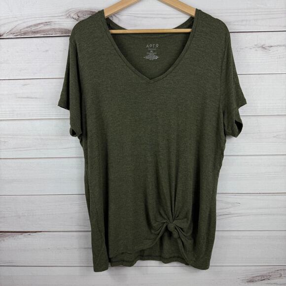 Women's Dark Green V Neck Twist Tie Blouse‎ by Apt 9 Size XL - Picture 1 of 7